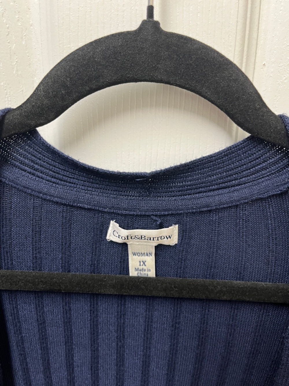croft & barrow Navy Open-Front Lightweight Ribbed Cardigan - Picture 2 of 6